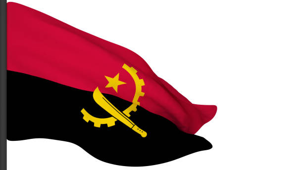 istock national flag background image,wind blowing flags,3d rendering,Flag of Angola 1386900340