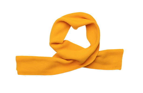 istock Knitted winter scarf on a white background. 1386900767