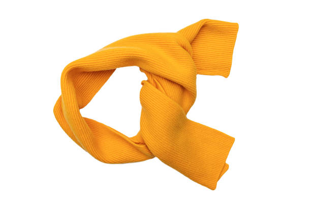 istock Knitted winter scarf on a white background. 1386900773
