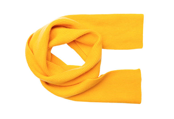 istock Knitted winter scarf on a white background. 1386900775