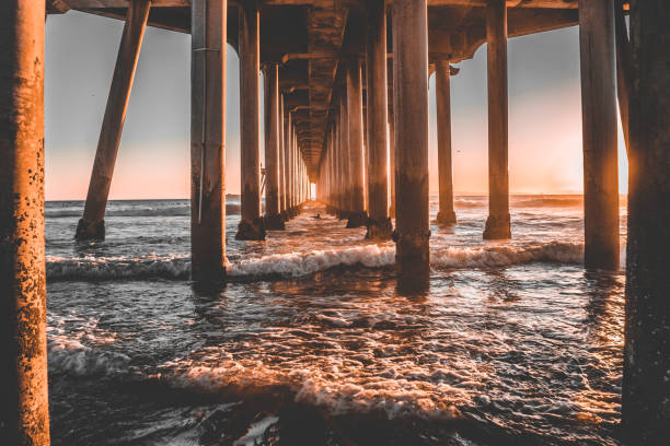 istock Under the Huntington Beach Pier, California at Sunset 1386905405
