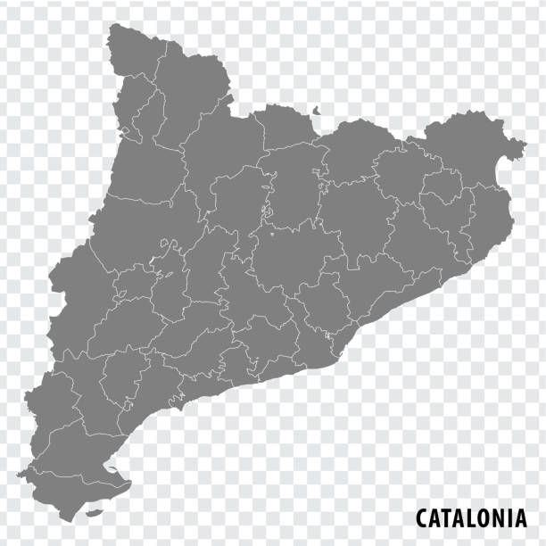 illustrazioni stock, clip art, cartoni animati e icone di tendenza di mappa vuota catalogna di spagna. mappa di alta qualità comarche della catalogna su sfondo trasparente per il design del tuo sito web, logo, app, interfaccia utente. spagna. eps10. - catalogna