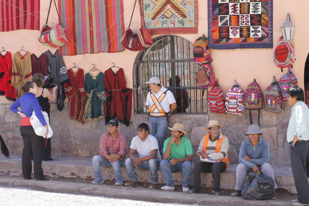 unknown north argentinian workers waiting for clients in Salta, Argentina
