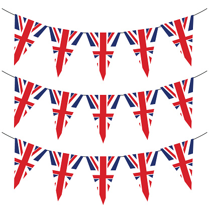 3 lines of bunting with the Union flag.