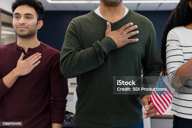 Classmates Stand Proudly Stock Photo - Download Image Now - Pledge of Allegiance, Citizenship, Emigration and Immigration