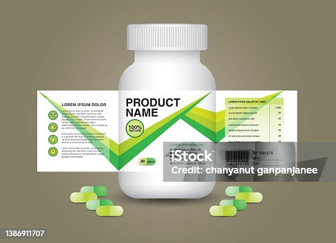 istock supplement bottle Packaging, Cosmetic package. product design. Beauty label, 3d supplement bottle vector, 3d white plastic Pills box, White medical container. healthcare bottle, realistic mock-up. 1386911707