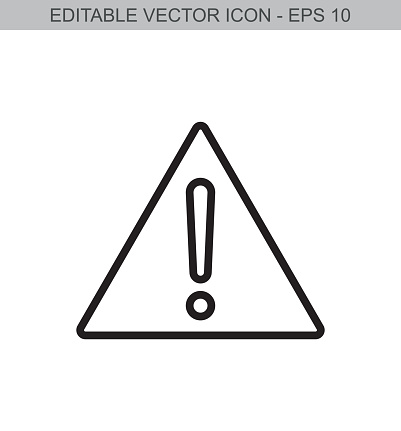 Exclamation mark. Editable stroke line icon. Vector illustration.