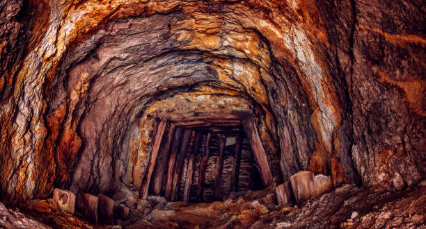 old abandoned tunnel mine stock photo