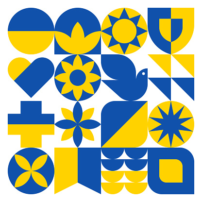 Ukraine graphics created on modular grid. Vector artwork is easy to edit and scales to any size. Pixel perfect.