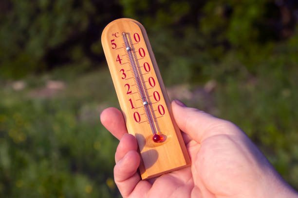 istock thermometer showing air temperature during hot summer season 1386918210