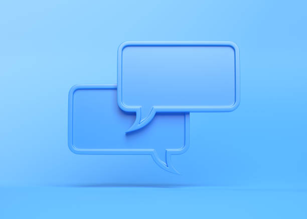 istock 3D Minimal blue chat bubbles isolated on a blue background with copy space 1386920506