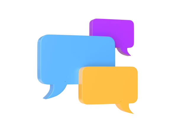 istock 3D Minimal colored blue chat bubbles isolated on a white background with copy space 1386921882