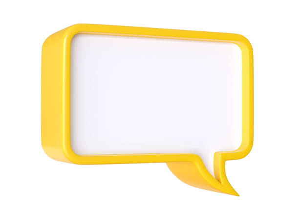 3D Minimal yellow chat bubble isolated on a white background with copy space. Speech bubble icon. Comment symbol. Bubble talk. Comment sign. 3d rendering 3d illustration