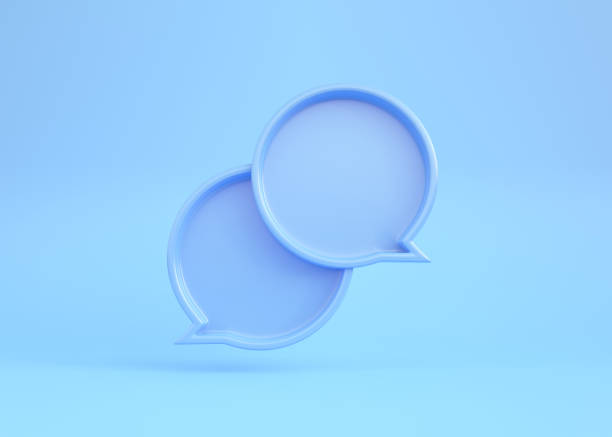 istock 3D Minimal round blue chat bubbles isolated on a blue background with copy space 1386923648