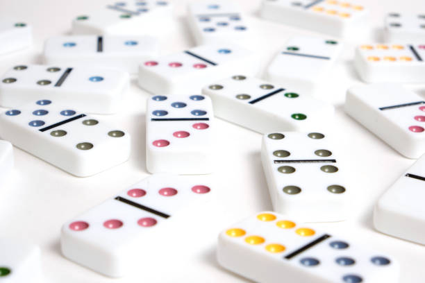 istock Dominoes with colorful coloring on a white background. 1386931782