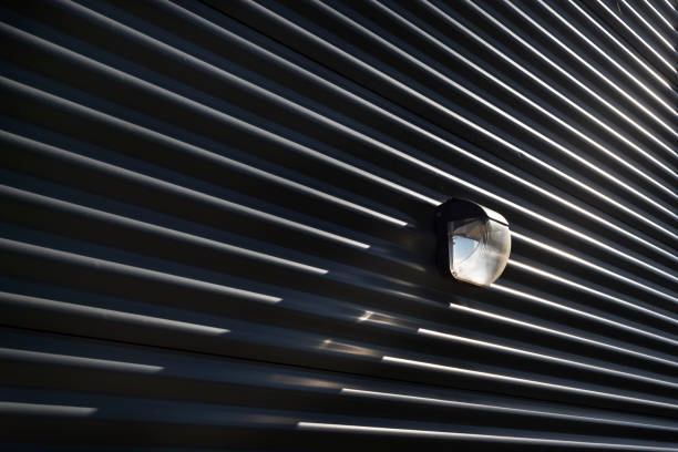 istock Wall light on industrial building, graphic design. 1386933419