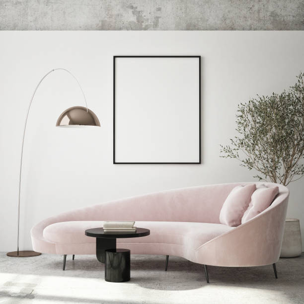 istock mock up poster frame in modern interior background, living room, Scandinavian style, 3D render, 3D illustration 1386937481