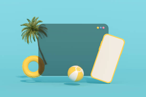 istock Blank screen mobile smart phone summer beach holiday travel background 1386938217