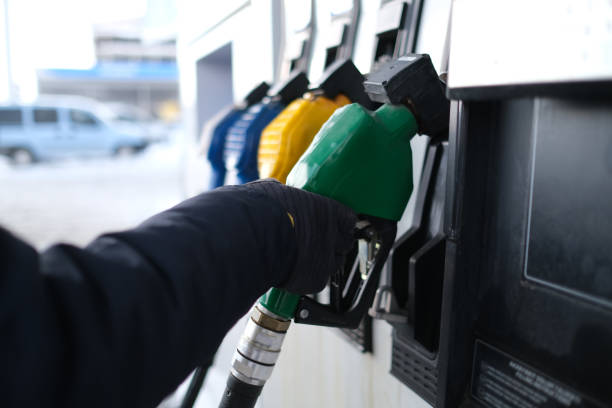 istock Different colors of fuel pumps 1386938325