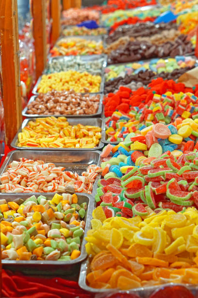 istock Gummi candy market stall 1386943512