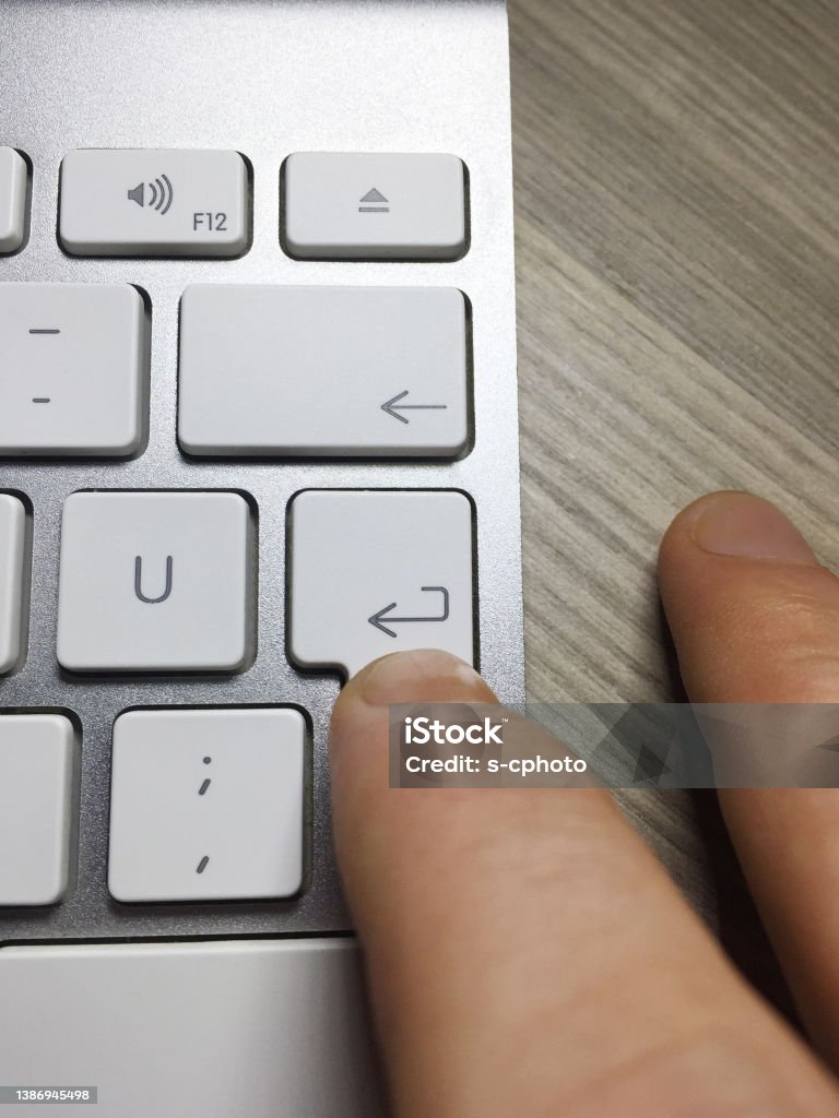 Computer Finger Key Using Computer Finger Pushing Computer Enter Key Stock Photo - Download ...