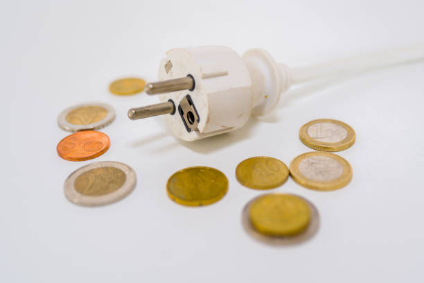 An electrical outlet and money in euros