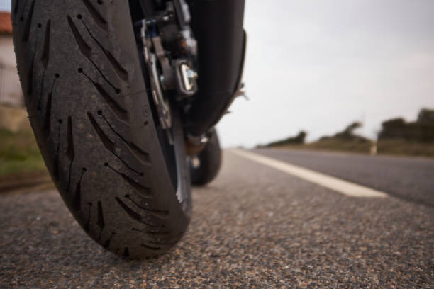 istock Nacked motorcycle rear wheel. 1386946487