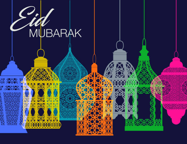 eid mubarak - arabian sign stock illustrations