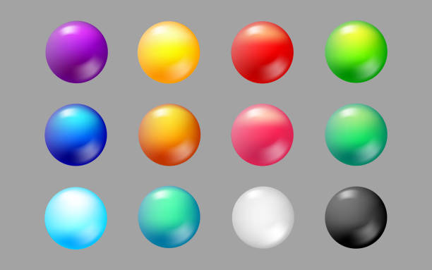 illustrations, cliparts, dessins animés et icônes de ensemble de sphères colorées. boutons vectoriels brillants. modèle de billes pour votre conception eps10 - sphere