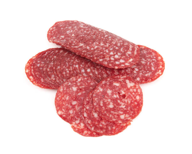istock Sausage slices isolated 1386949639