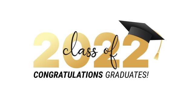 ilustrações de stock, clip art, desenhos animados e ícones de class of 2022. congratulations graduates graduation concept vector illustration - mortar board