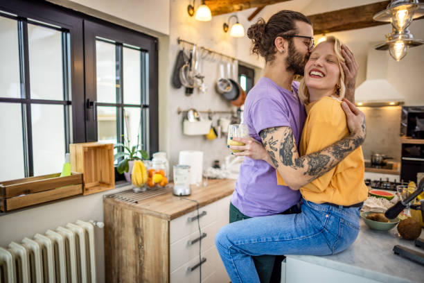 istock Couple enjoying breakfast at home 1386951089