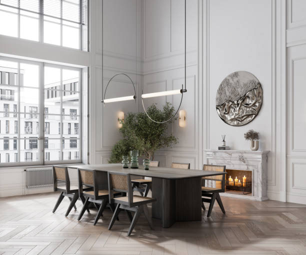 istock 3d rendering of luxury dining room 1386951885