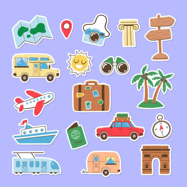 Vector illustration of Travel & Holidays Stickers