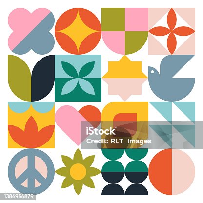 istock Modern Geometric Graphics—Peaceful Spring 1386956879