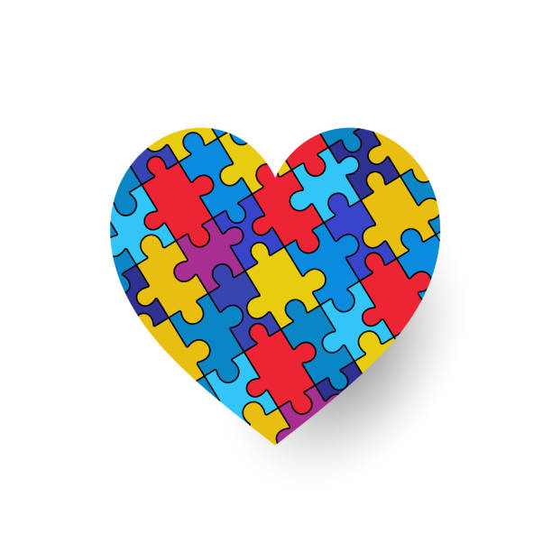 Puzzle heart icon. Vector Puzzle heart icon. Vector illustration. EPS10 autism stock illustrations