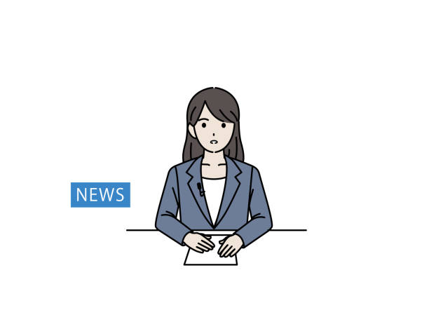 ilustrações, clipart, desenhos animados e ícones de clip art de news anchor woman - apresentador do noticiário