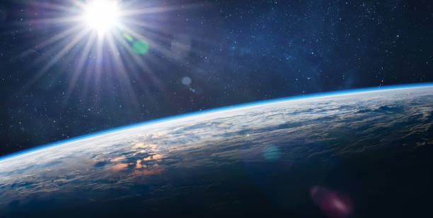 istock Earth surface view from orbit in space. Blue planet. Elements of this image furnished by NASA 1386968108