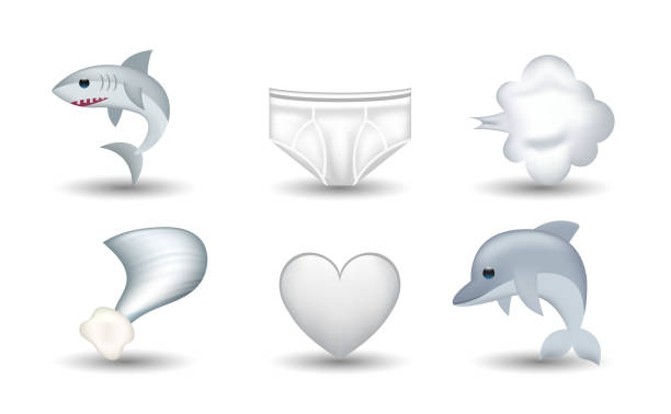 stockillustraties, clipart, cartoons en iconen met shark, underwear, storm, white heart, dolphin vector emoji illustration - toy shark