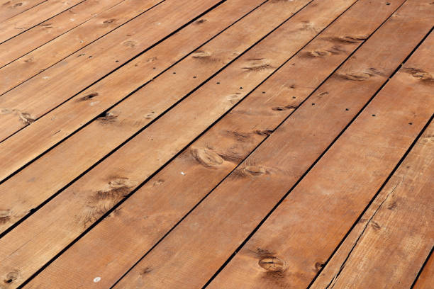 rural floor with wooden boards in oblique perspective - background texture