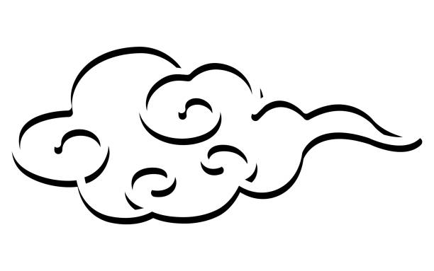 ilustracja chmury wzoru w stylu chińskim - malarstwo iluzjonistyczne stock illustrations