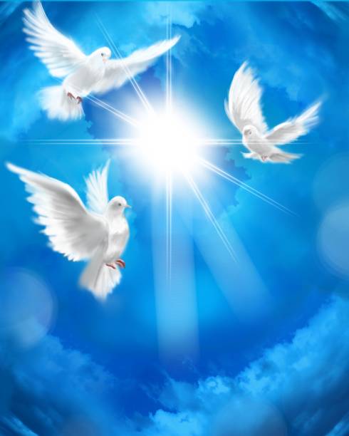 istock The flying three white doves around clouds stairs leading to shining heaven and the background of the clouds in beautiful blue sky 1386982204