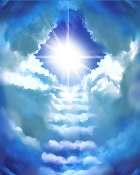istock The flying three white doves around clouds stairs leading to shining heaven and the background of the clouds in beautiful blue sky 1386982219