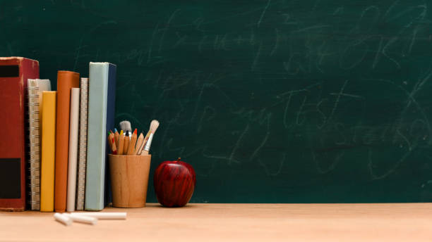 istock Classroom background, Back to school background with accessories and copy space 1386985945