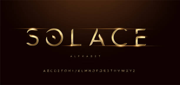 ilustrações de stock, clip art, desenhos animados e ícones de sport modern alphabet copper font. 3d font typography for technology, digital, film, sports logo design - solace