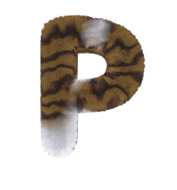istock Brown Tabby Cat Themed Font Letter P 1386998871