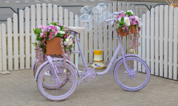 istock A bicycle decorated with artificial flowers on it 1387005812
