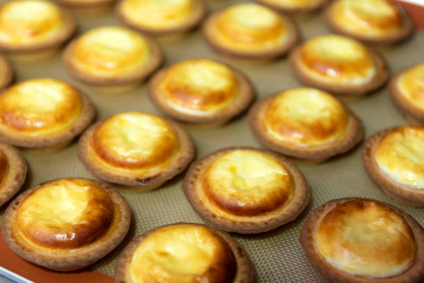 istock Delicious baked cheese tart background 1387006157