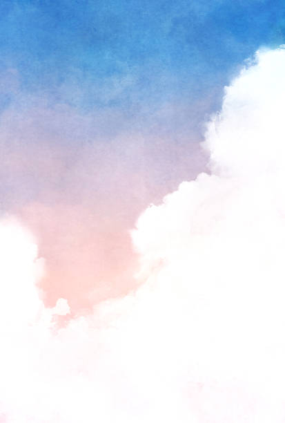 niebo narysowane w stylu akwareli - sky watercolour paints watercolor painting cloud stock illustrations