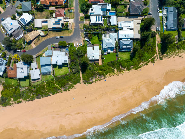 istock Coastal Suburb overhead perspective roof tops 1387006853
